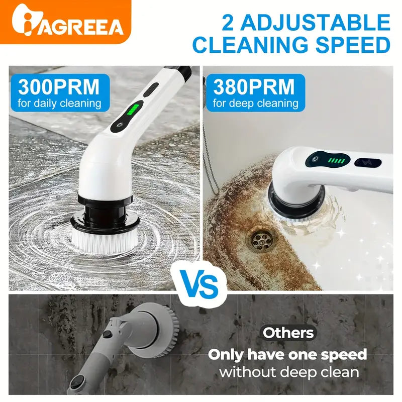 Electric Rotary Scrubber with Replaceable 8 Brush Heads and Adjustable Extension Handle Genuine Sale Online