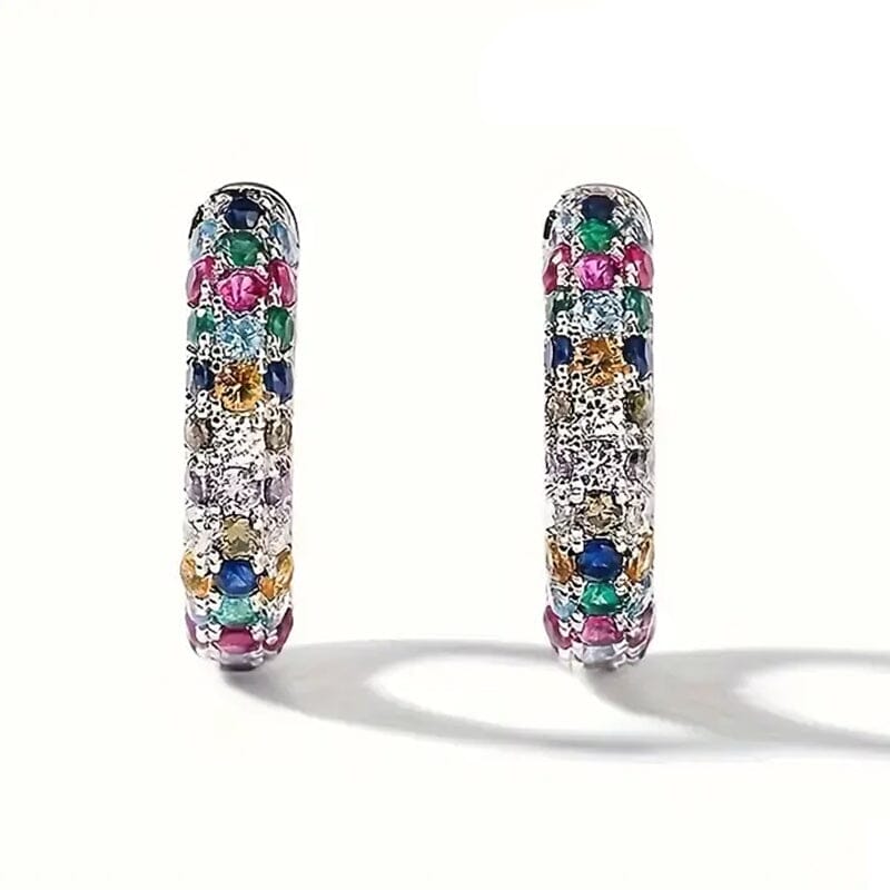 925 Sterling Silver Round Colorful Synthetic Zirconia Earrings Cheap Tumblr