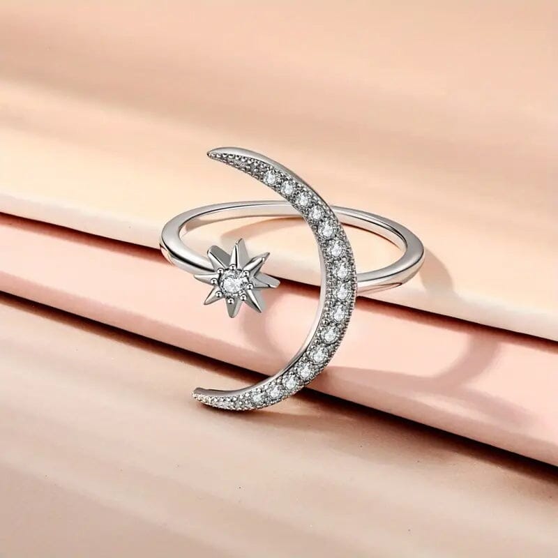 Trendy Cuff Ring Moon and Sun Design Cheap Footlocker Finishline