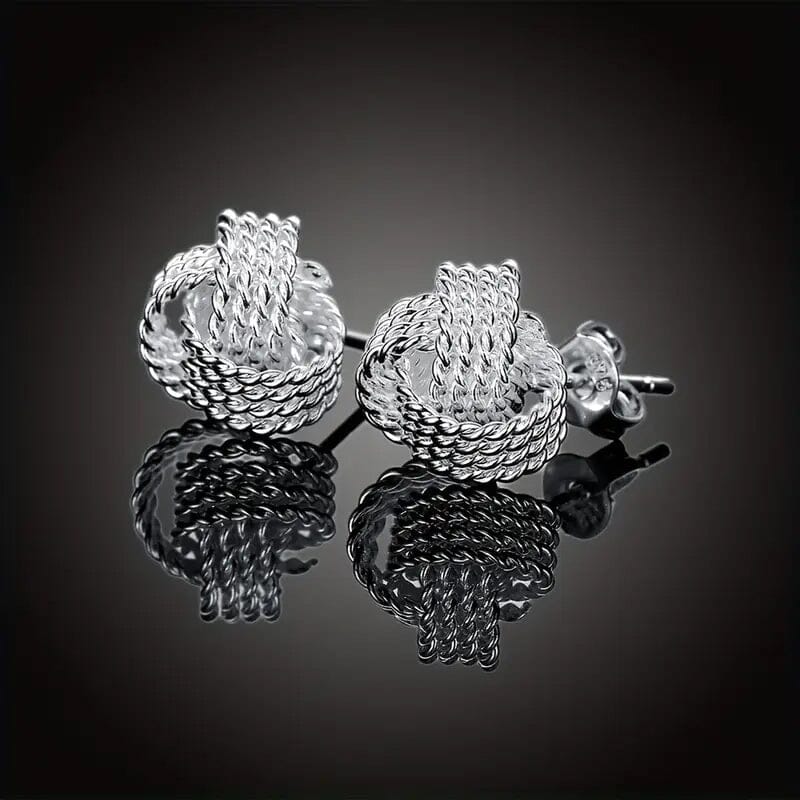 925 Sterling Silver Braided Ball Earrings Discount Sale Online