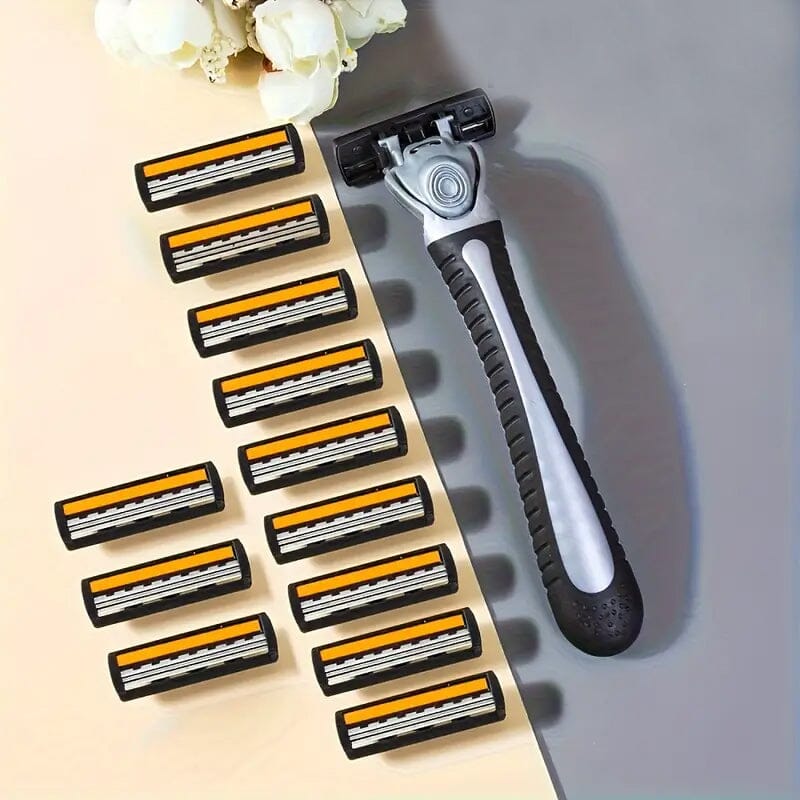 3-Layer Stainless Steel Razor Hair Removal 12 Shaving Blades and 1 Handle Cheap Low Pice Fee Shipping