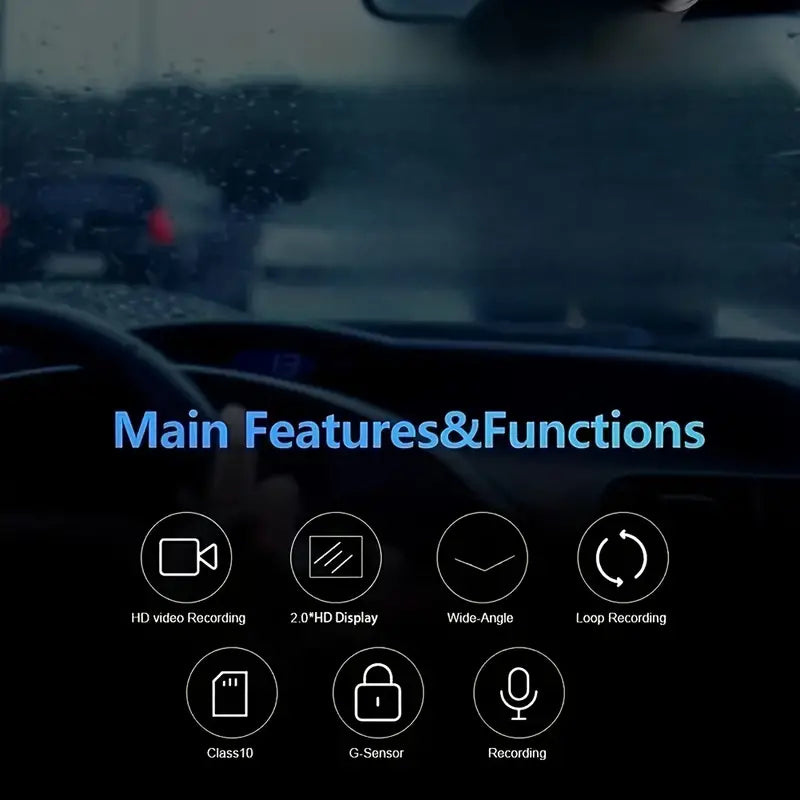 Car Dashcam Recorder, 2.0 Inch Screen Dual Lens HD Night Monitoring Mini Dash Cam Outlet Amazon