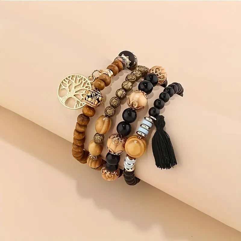 4-Piece Set: Creative Bohemian Bracelet, Layered Beaded Stretchable Bracelet Manchester Great Sale Cheap Online