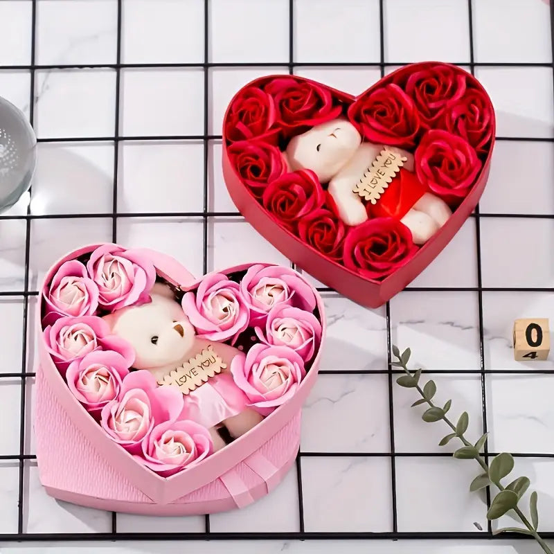 Rose-Shaped Soap Gift Box With Heart-Shaped Artificial Roses Sale Professional