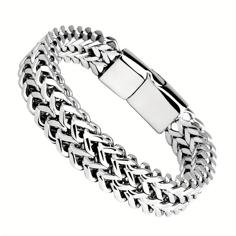 Men's Stainless Steel Braided Bracelet with Magnetic Clasp Clearance 2025 Unisex