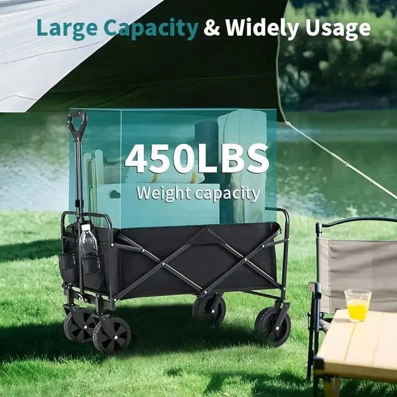 Heavy Duty Utility Portable Foldable Outdoor Beach Garden Wagon Cart with 360° All Terrain Wheels Clearance Extremely