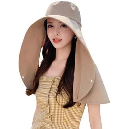 Women's Wide Brim Shawl Sun Hat with Neck Cover 2025 New