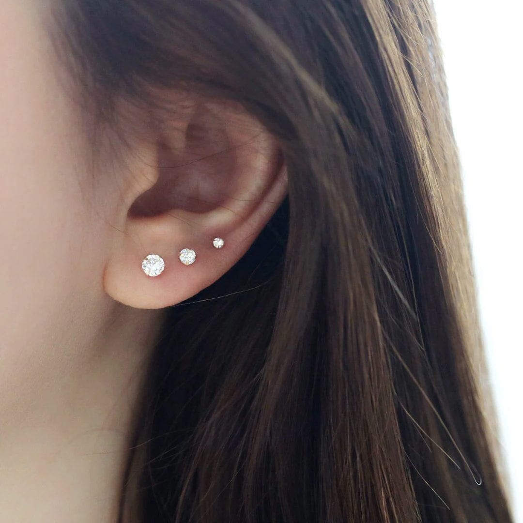 3-Pair Set: Sterling Silver Crystal Stud Earrings 2025 Newest Cheap Online