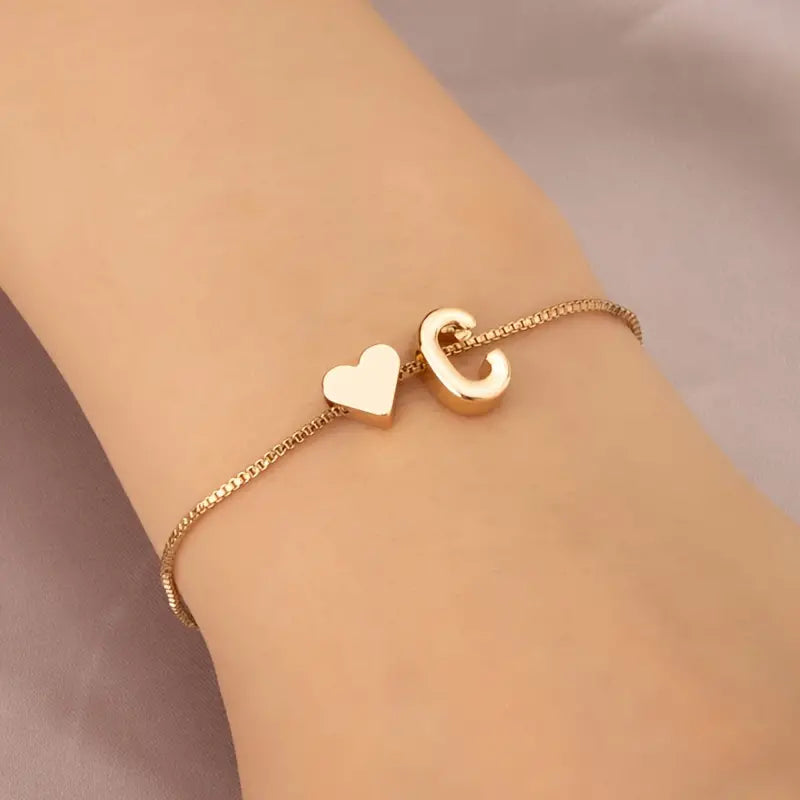 Elegant Love Heart Charm Bracelet - Delicate Minimalist Link Chain Cheap Online Store Manchester