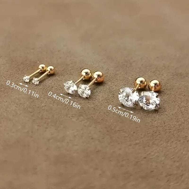 Stainless Steel 18K Gold Four-Claw Twisted Ball Zirconia Earrings Cheap Sale With Credit Card