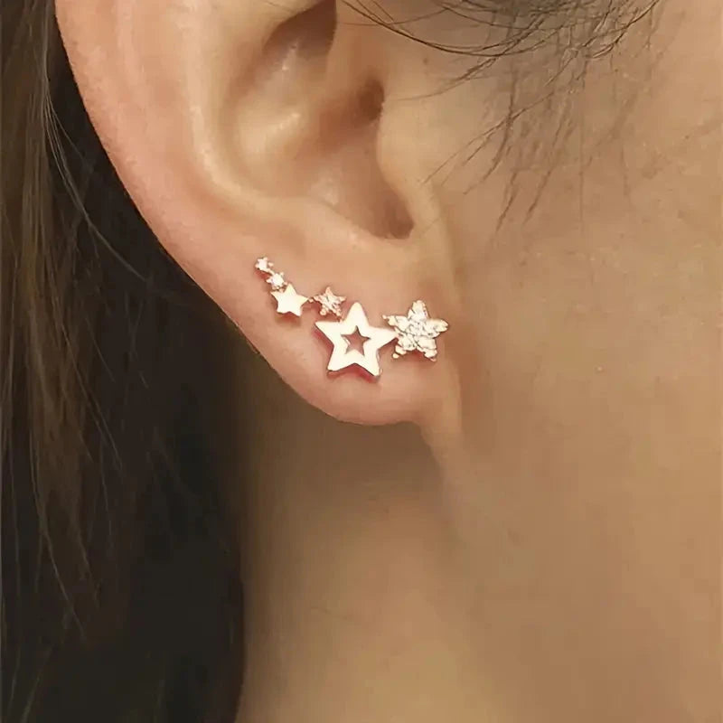 Hollow Star Earrings Zinc Alloy with Rhinestone Accents Official Online