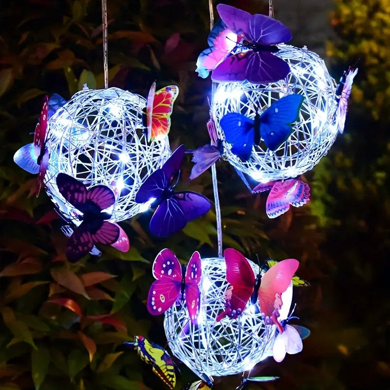 Solar Butterfly Wind Chime Lights, Garden Hanging Decor Lighting Fixture Discount Ebay