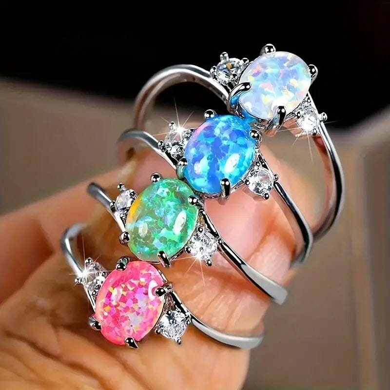 Exquisite Oval Artificial Opal Rings Free Shipping Sale Online