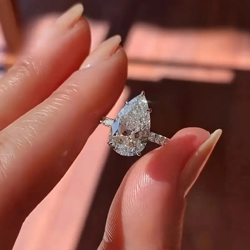 Elegant Teardrop Cubic Zirconia Engagement Ring Wiki For Sale