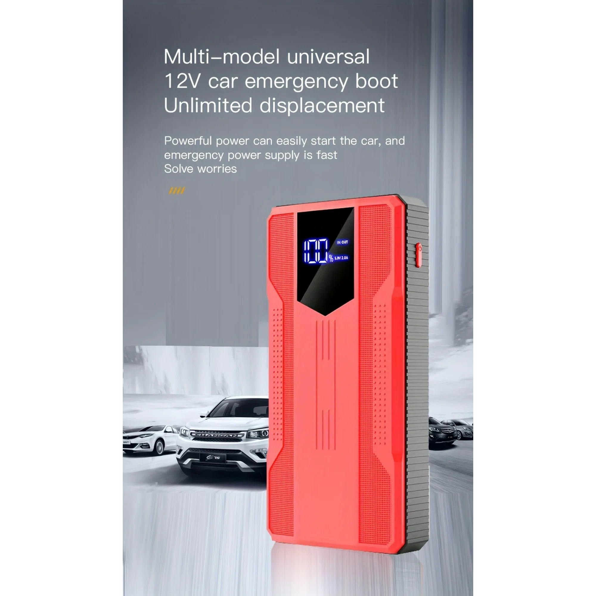 12V Ultra-Portable Car Battery Jump Starter with Advanced Smart Clip & Intuitive LCD Display Outlet Fashion Style