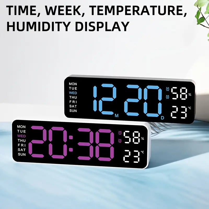 LED Digital Wall Clock with Large Display, Temperature & Humidity, Auto Light Sensor Many Kinds Of Cheap Pice