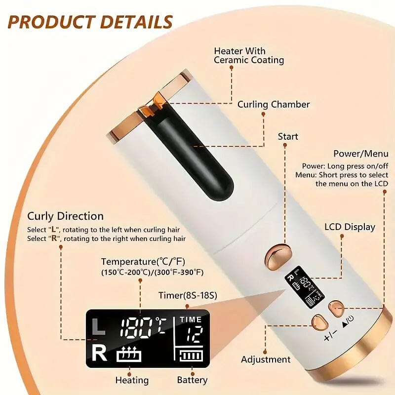 5 Heat Settings Auto-Curler for Luscious Locks Free Shipping Cheap