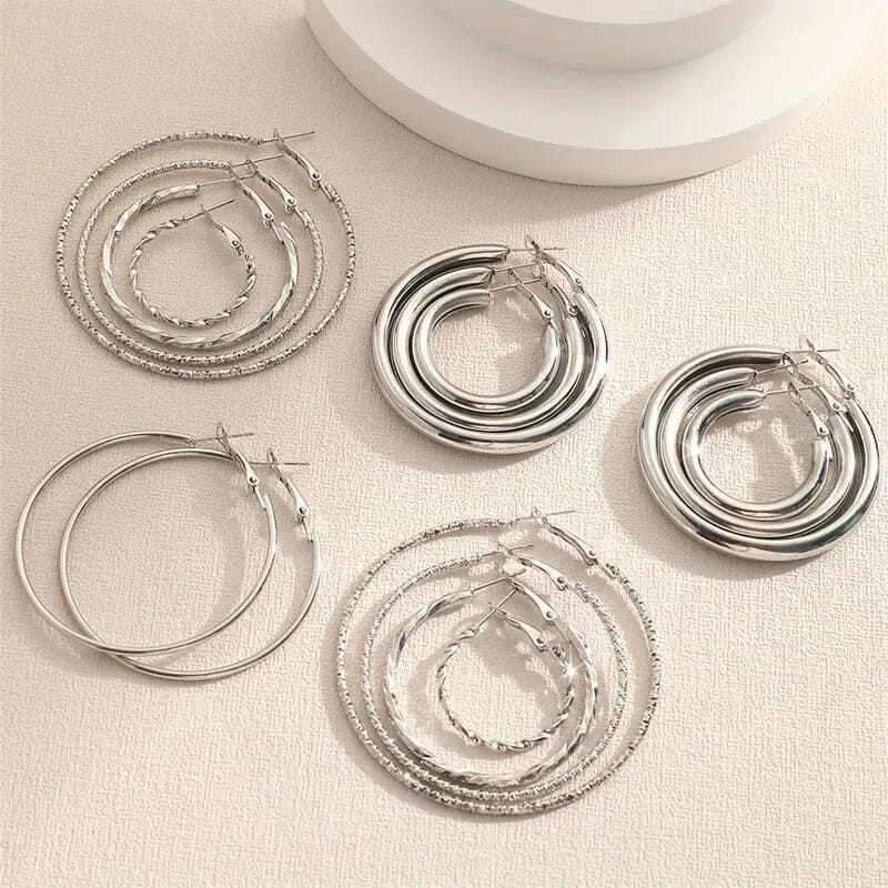 8-Pairs: Alloy Hoop Earrings Set Recommend Cheap Pice