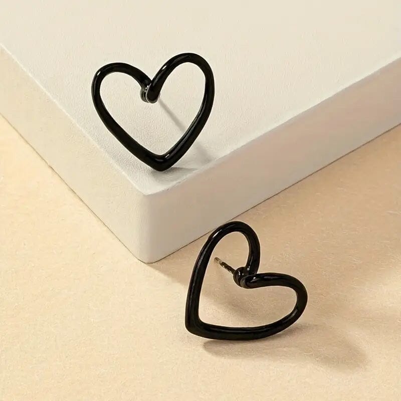 Glossy Hollow Heart Design Stud Earrings Low Cost