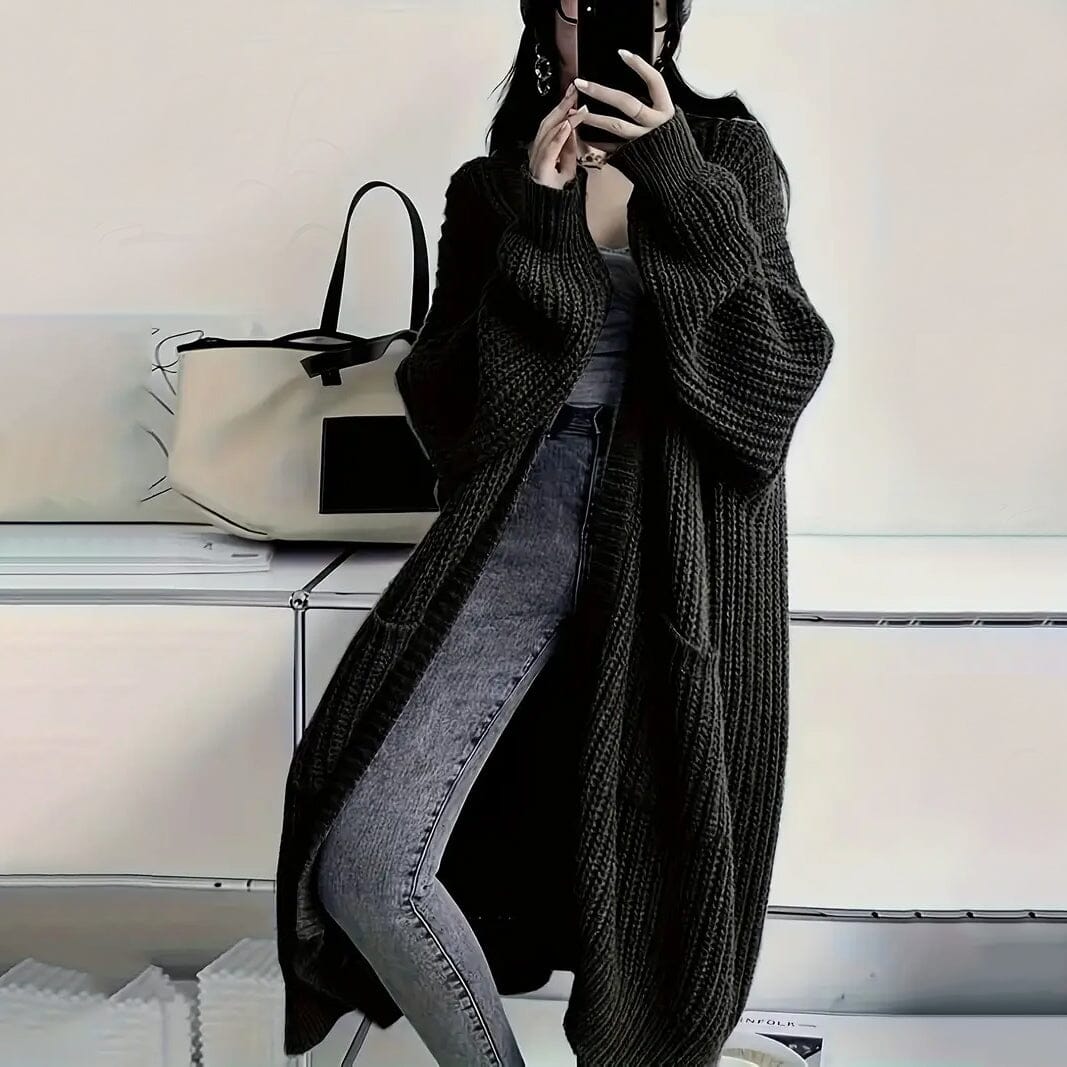 Casual Long Sleeve Drop Shoulder Long Length Outwear Cardigan Buy Cheap Big Discount