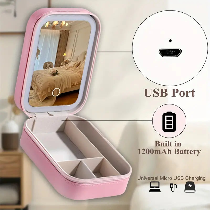 Travel Compact Touch Screen Tabletop Cosmetic Makeup Mirror with LED and 1200mAh Clearance Inexpensive