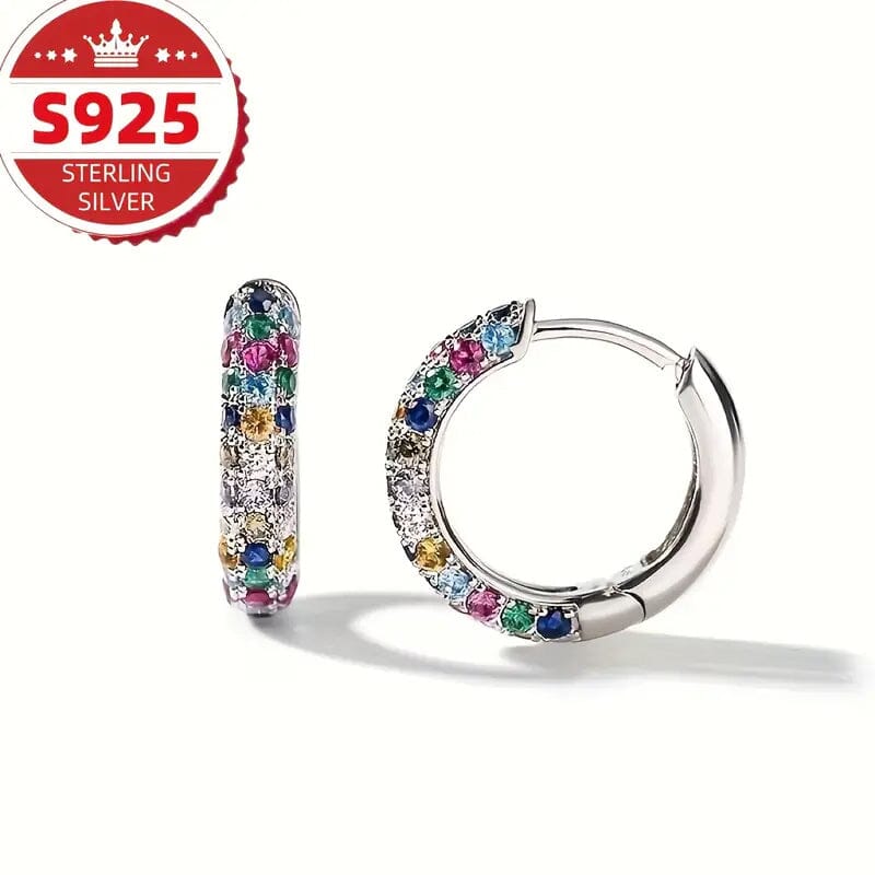 925 Sterling Silver Round Colorful Synthetic Zirconia Earrings Cheap Tumblr