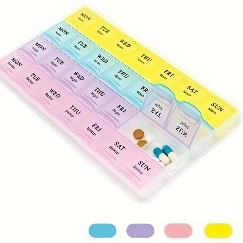 Colorful 28-Compartment Pill Organizer - Portable, Large Capacity Health Care Box Cheap Sale Low Pice