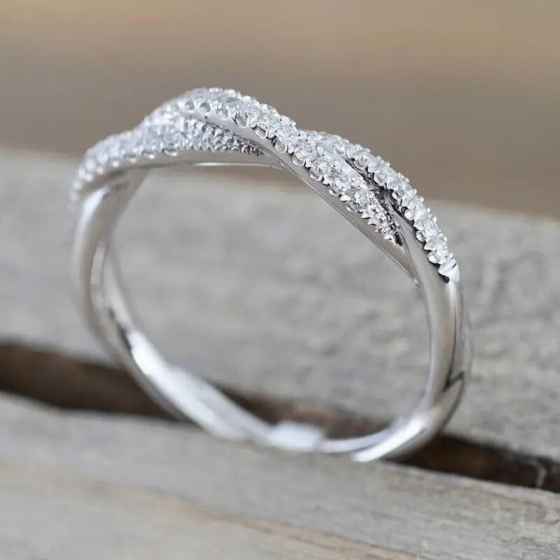 Minimalism 925 Silver Plated Zirconia Twist Ring Sale Authentic