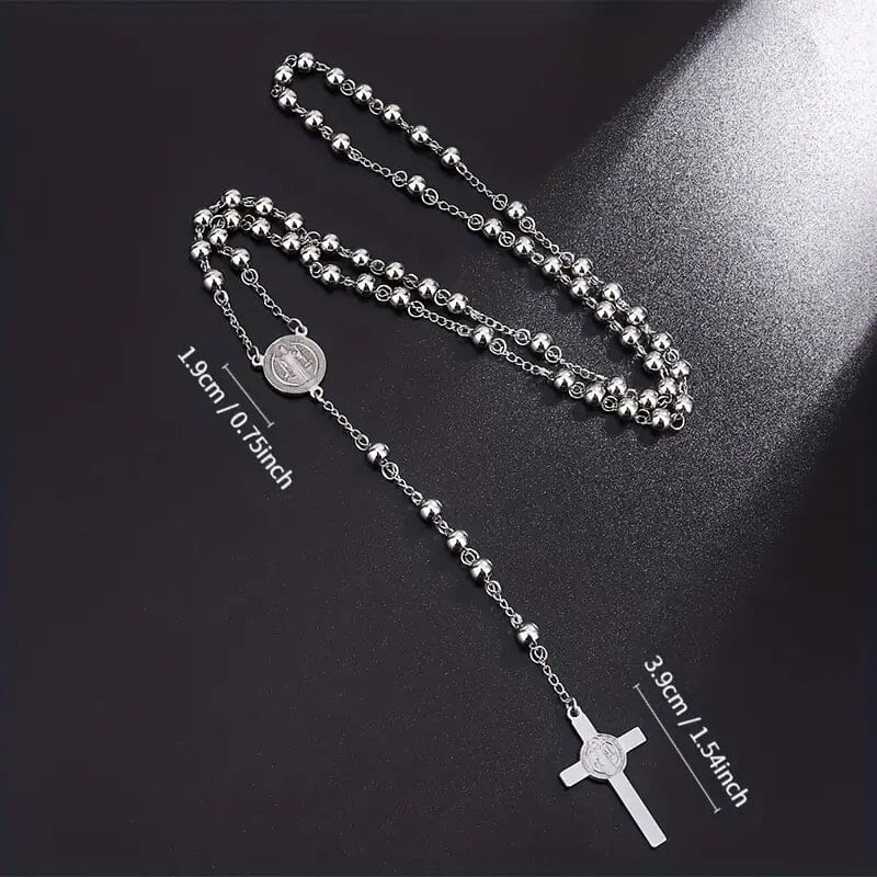 San Benito Golden Plated Stainless Steel Priest Saint Benedict Rosary Necklace Outlet Top Quality