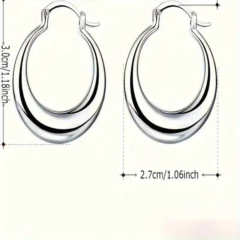 925 Silvery-Plated Hoop Earrings for Women Cheap 100% Authentic