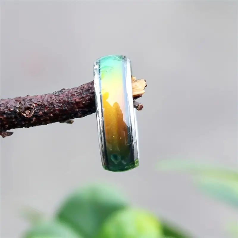 Stainless Steel Mood Ring Inlaid Thermal Discoloration Stone Cheap