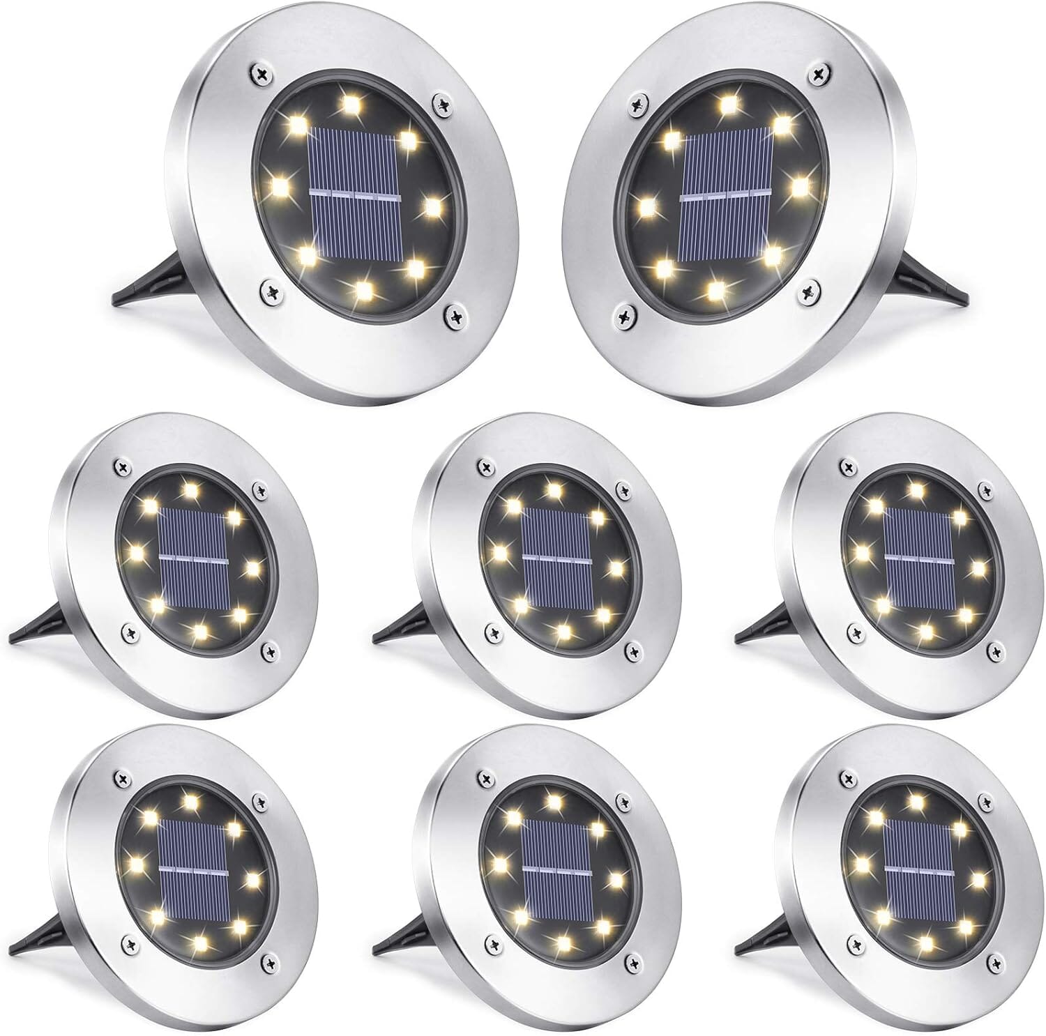 8-Pack: 8 LED Solar Disk Lights Waterproof Garden In-ground Pathway Lights Footlocker Finishline Cheap Pice