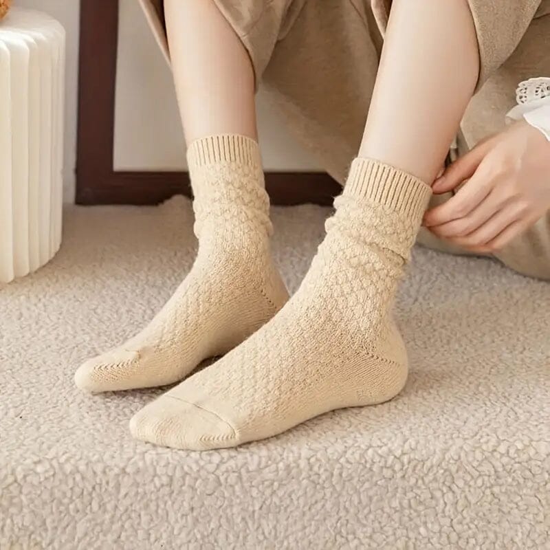 6-Pairs: Autumn and Winter Thick Warm Solid Socks Collections For Sale