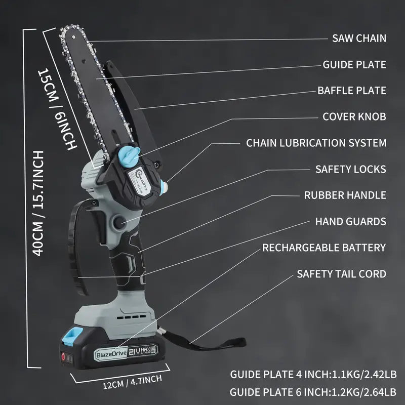 21V 4-6 Inch Cordless Chainsaw Kit with Built-in Lubrication, Battery and Charger Pices For Sale