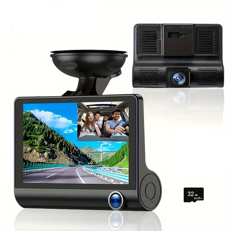 Two-Lens HD Night Vision Driving Recorder with Suction Cup Installation + 32G Card In China