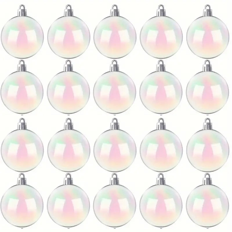 20-Pieces: Clear Iridescent Plastic Ornaments Balls for Crafts Limited Edition Cheap Pice