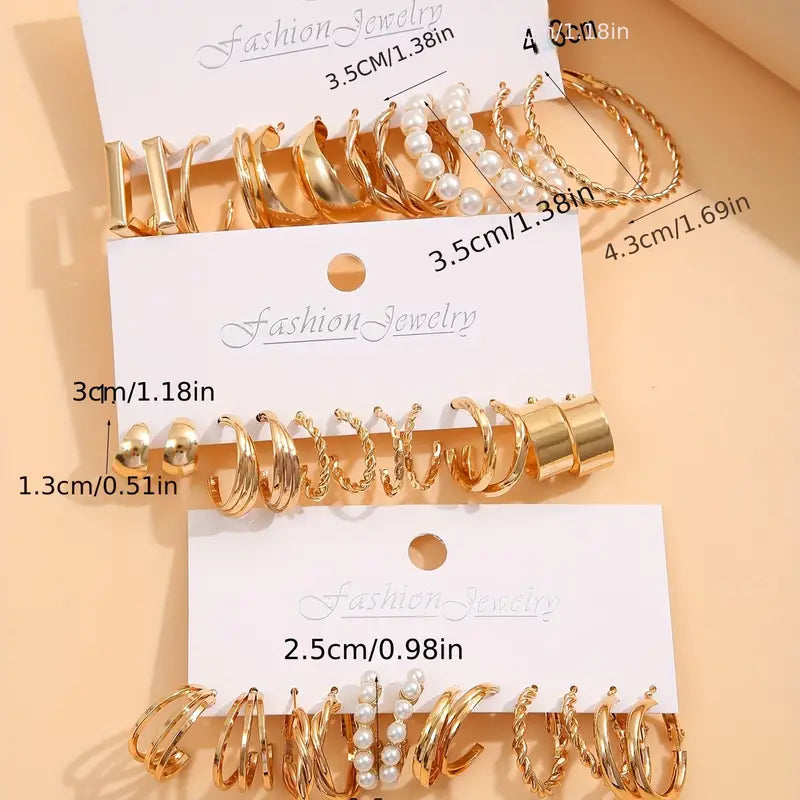 Gold-Tone Hoop Earrings Set with Faux Pearls Get Authentic Cheap Online