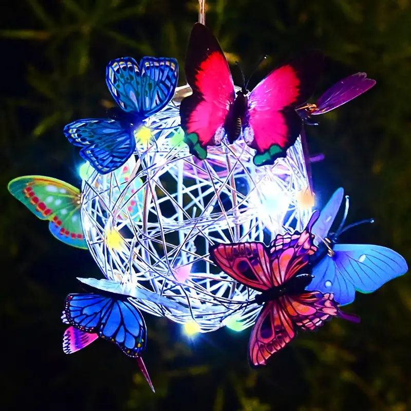 Solar Butterfly Wind Chime Lights, Garden Hanging Decor Lighting Fixture Discount Ebay