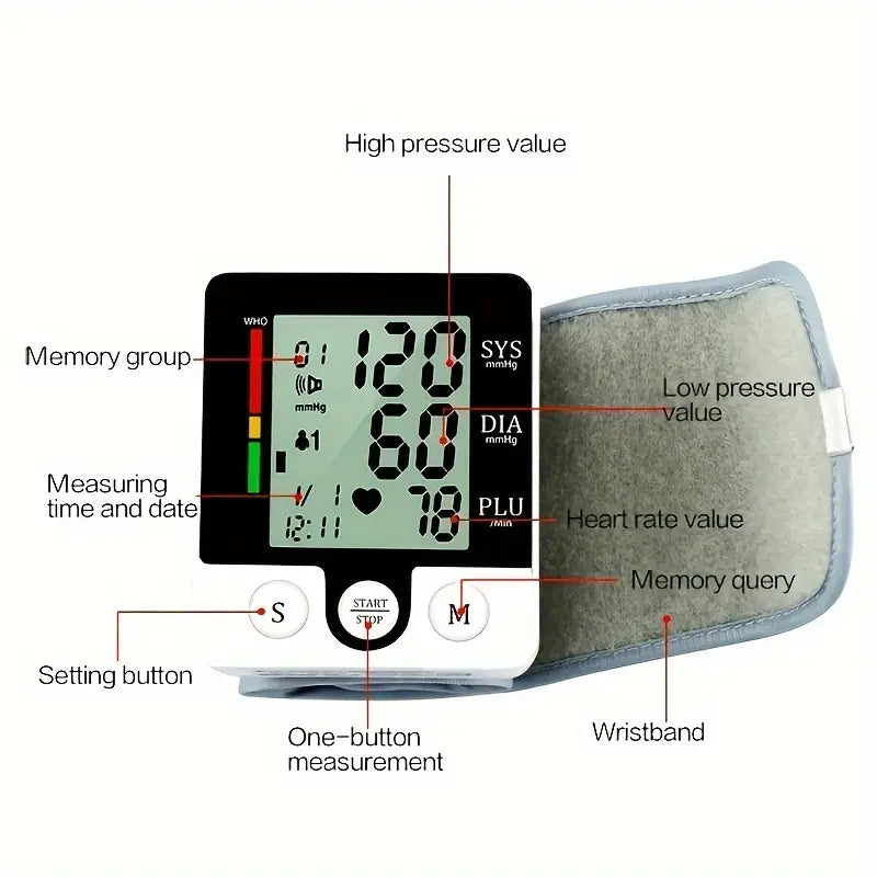 Digital Wrist Blood Pressure Monitor for Adults - Voice-Activated, Heart Rate & Adjustable Cuff Sale Best Pices