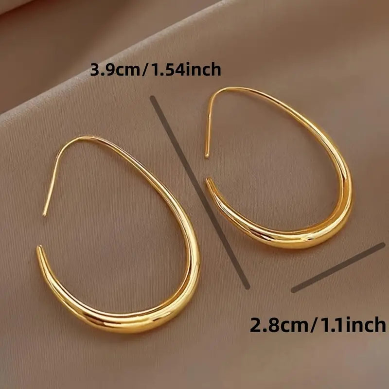 18K Gold Plated Glossy Minimalist Water Drop Design Hoop Earrings Copper Cheap Online Store