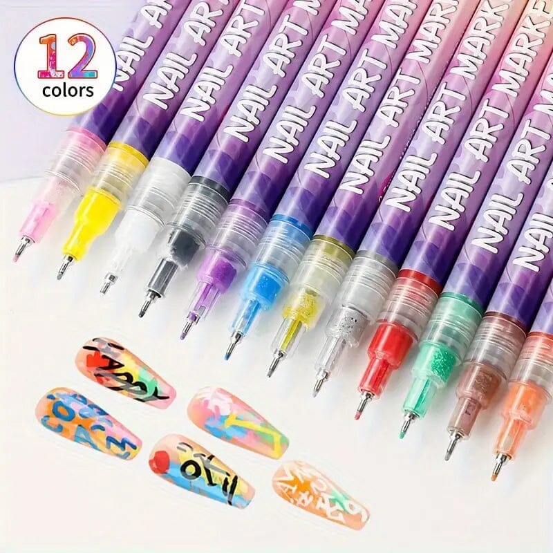 12-Color Nail Art Pen Set Quick Dry Acrylic Paint Markers Cheap Sale Pick A Best