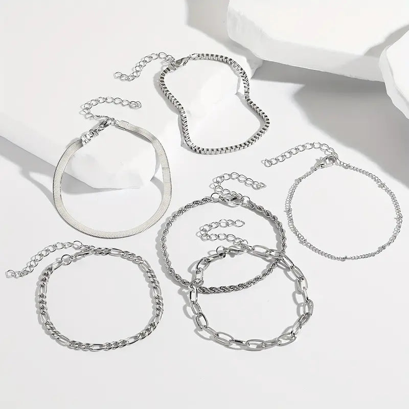 5-Piece: Elegant Multi-Layered Chain Bracelet Set Cheap Low Shipping