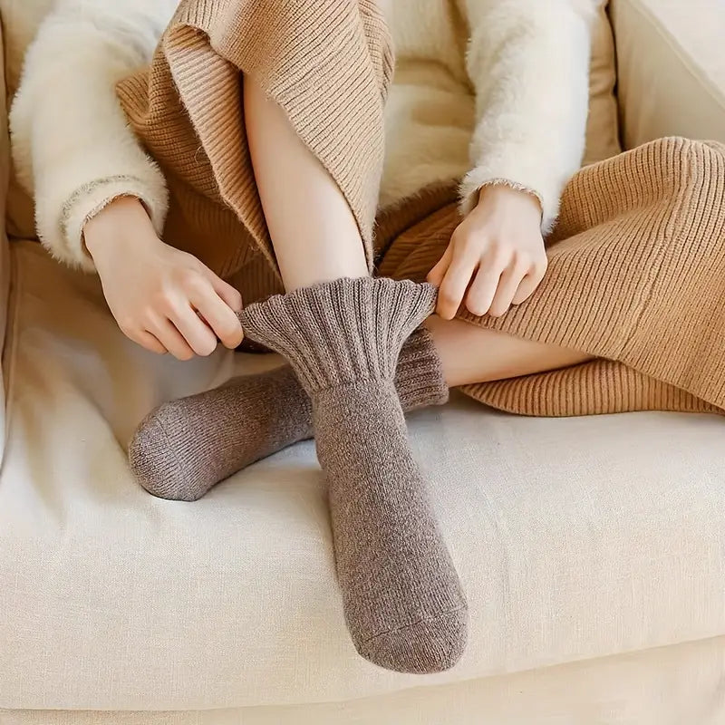 5-Pairs: Women's Stockings & Hosiery Simple Solid Thickened Socks Outlet Best Place