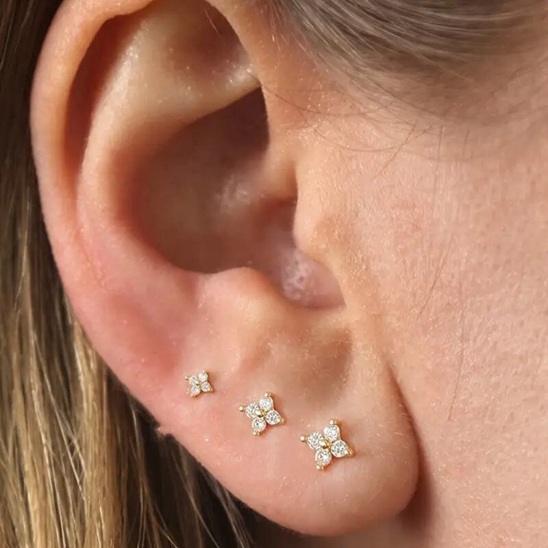 3-Pieces: Elegant Floral Stud Earrings Set Discount Choice