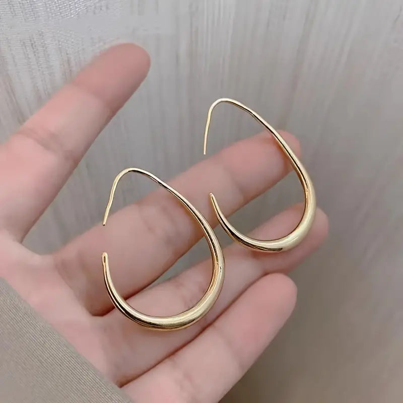 18K Gold Plated Glossy Minimalist Water Drop Design Hoop Earrings Copper Cheap Online Store