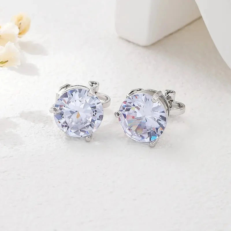 A Pair Of Unique And Stylish Zirconia Clip-on Earrings For Ladies Shop For Cheap Pice