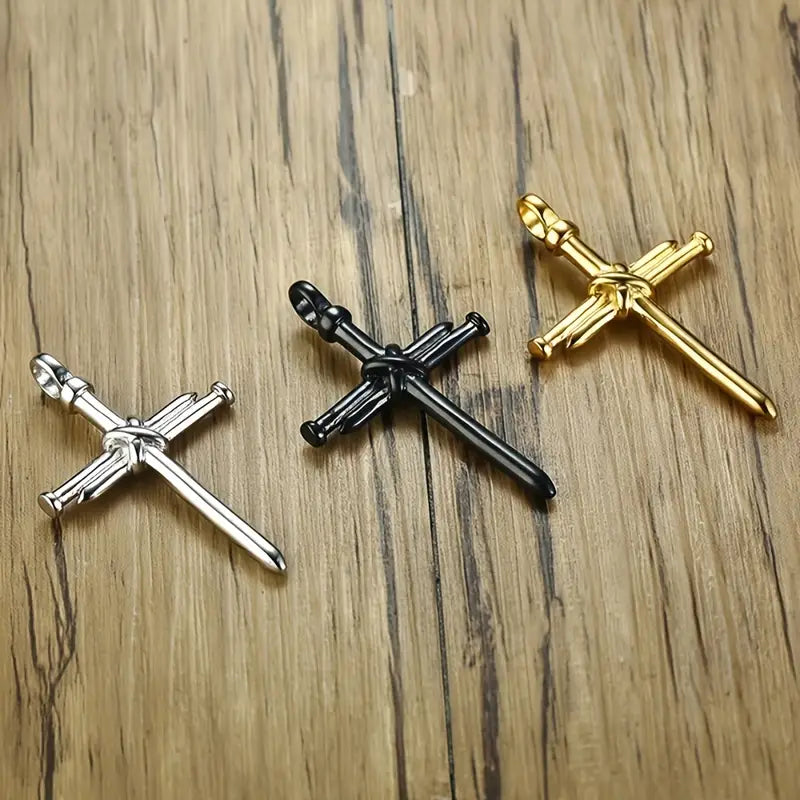 Titanium Steel Casting Steel Nails Cross Men's Pendant Punk Style Free Shipping Cheap