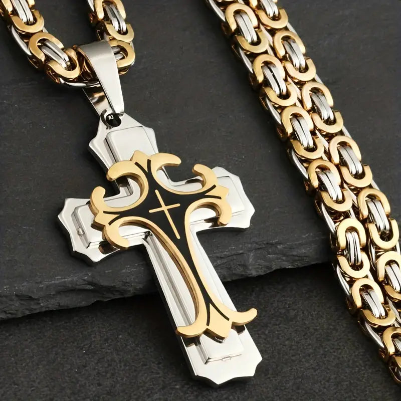 Vintage-Inspired Men's Flat Handmade Cross Pendant Necklace Buy Cheap Footlocker