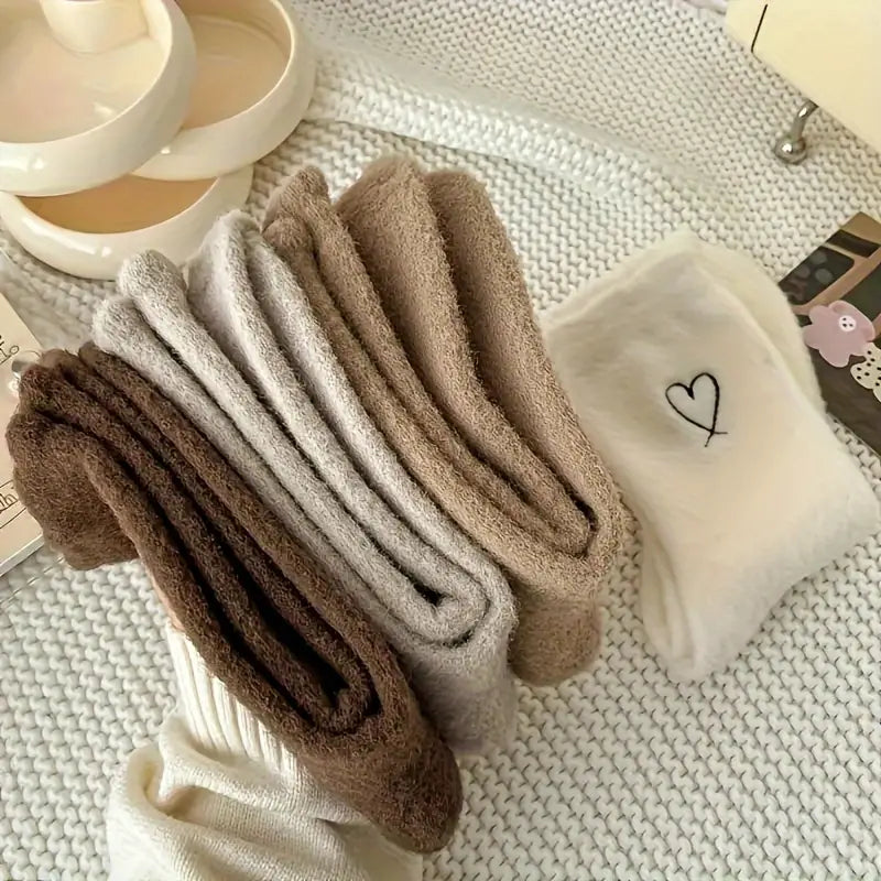 6-Pairs: Ultra Comfy Heart Embroidery Fuzzy Socks, Warm Women's Stockings & Hosiery for Cold Weather Get To Buy Cheap Online