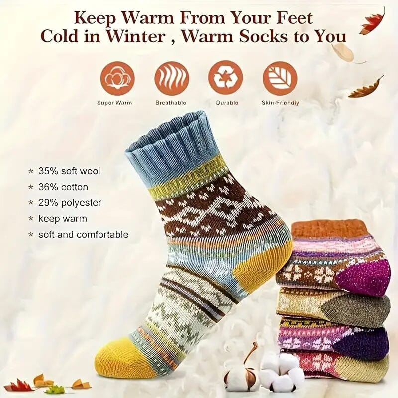 5-Pairs: Women's Comfortable and Warm Crew Socks Free Shipping Low Cost